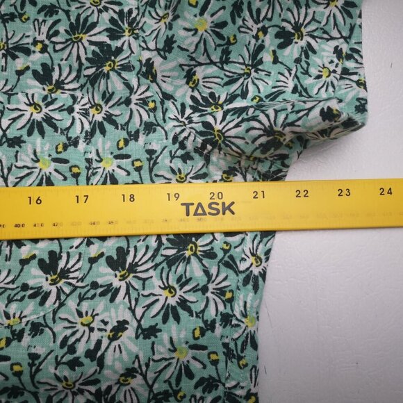 J. Crew Men's Size Medium Slim Fit Green Floral Print 100% Linen Shirt - Picture 6 of 8